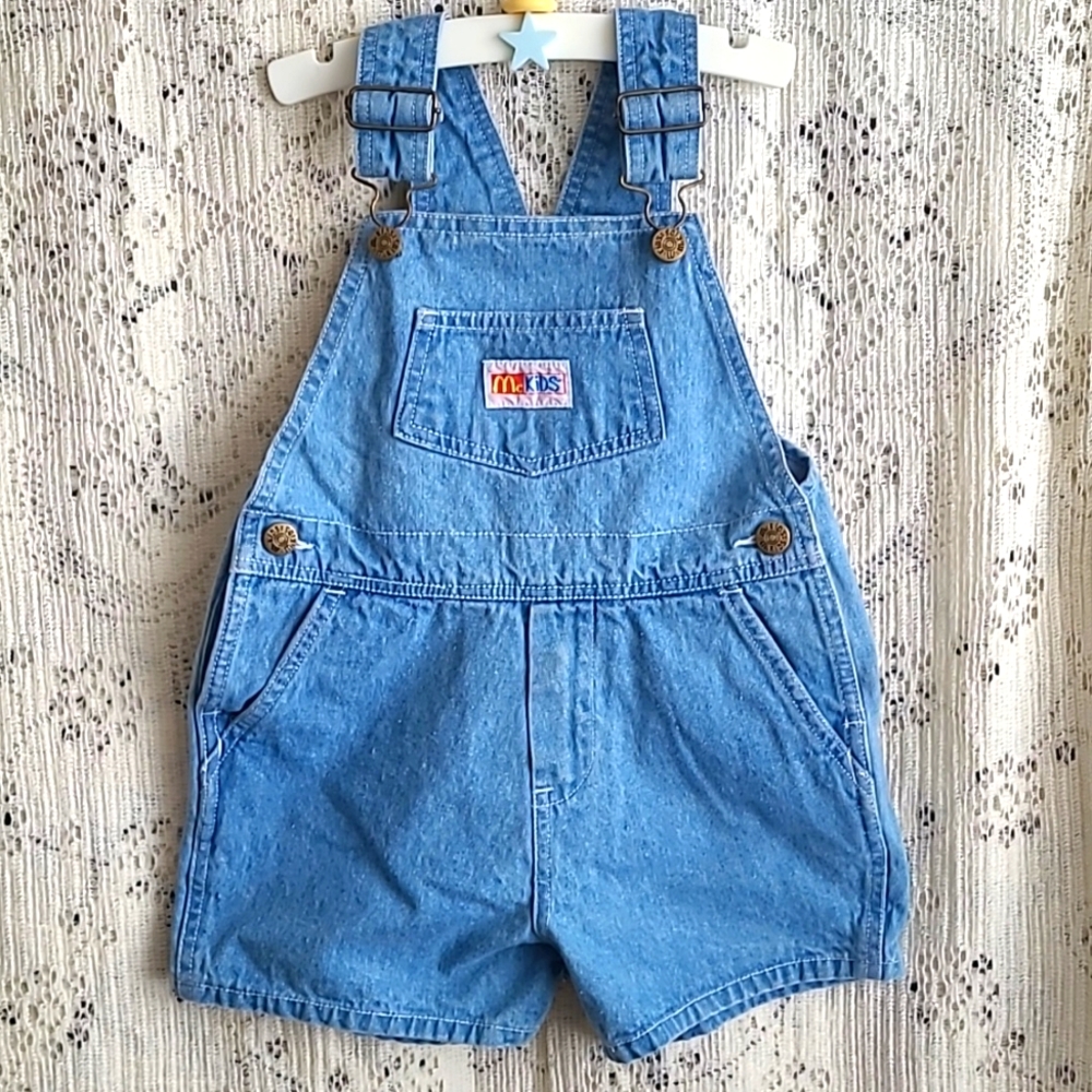 Vintage McKids Jean Shorts Bibbed Overalls, Size 4T